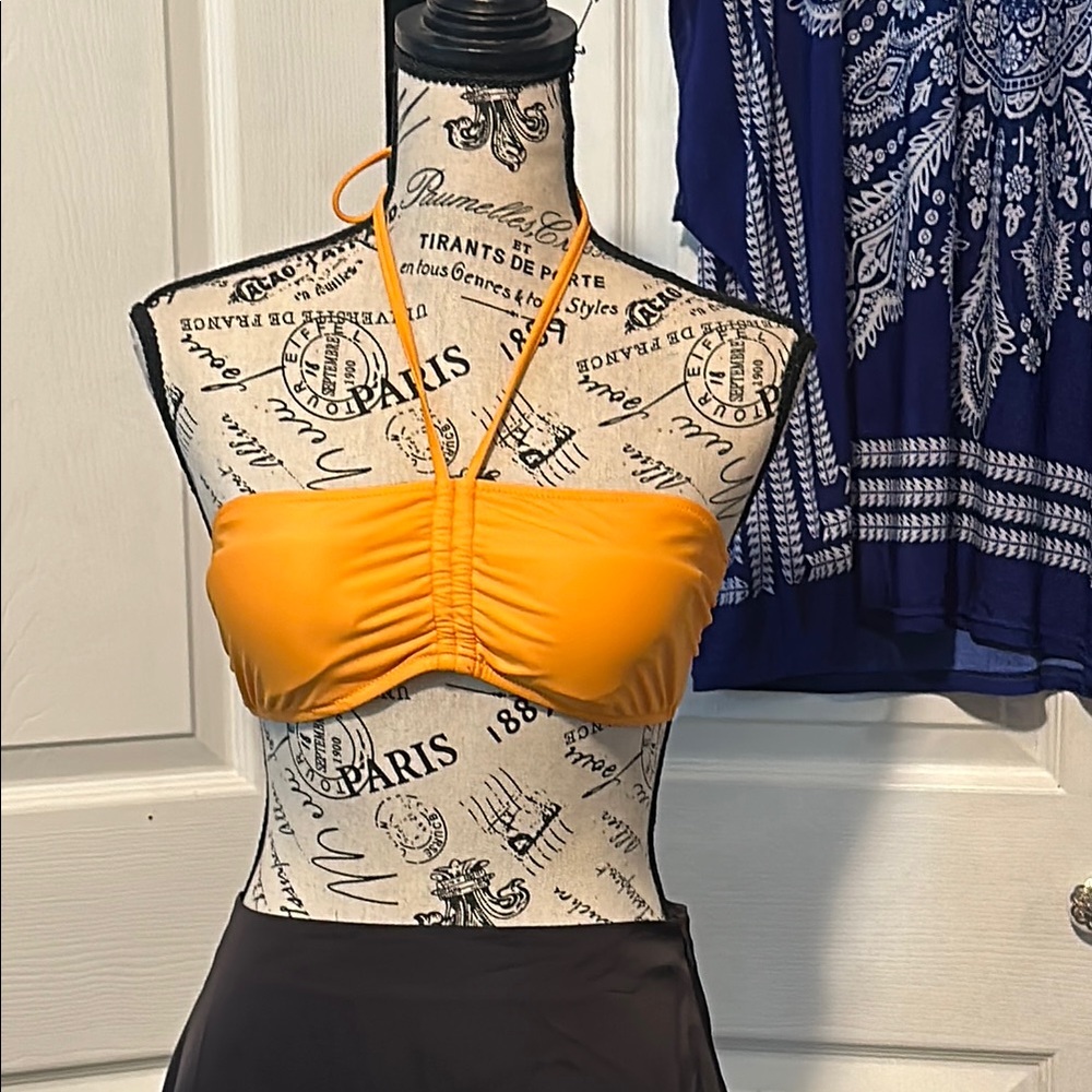 Aerie Bold Orange Bandeau Swim Top